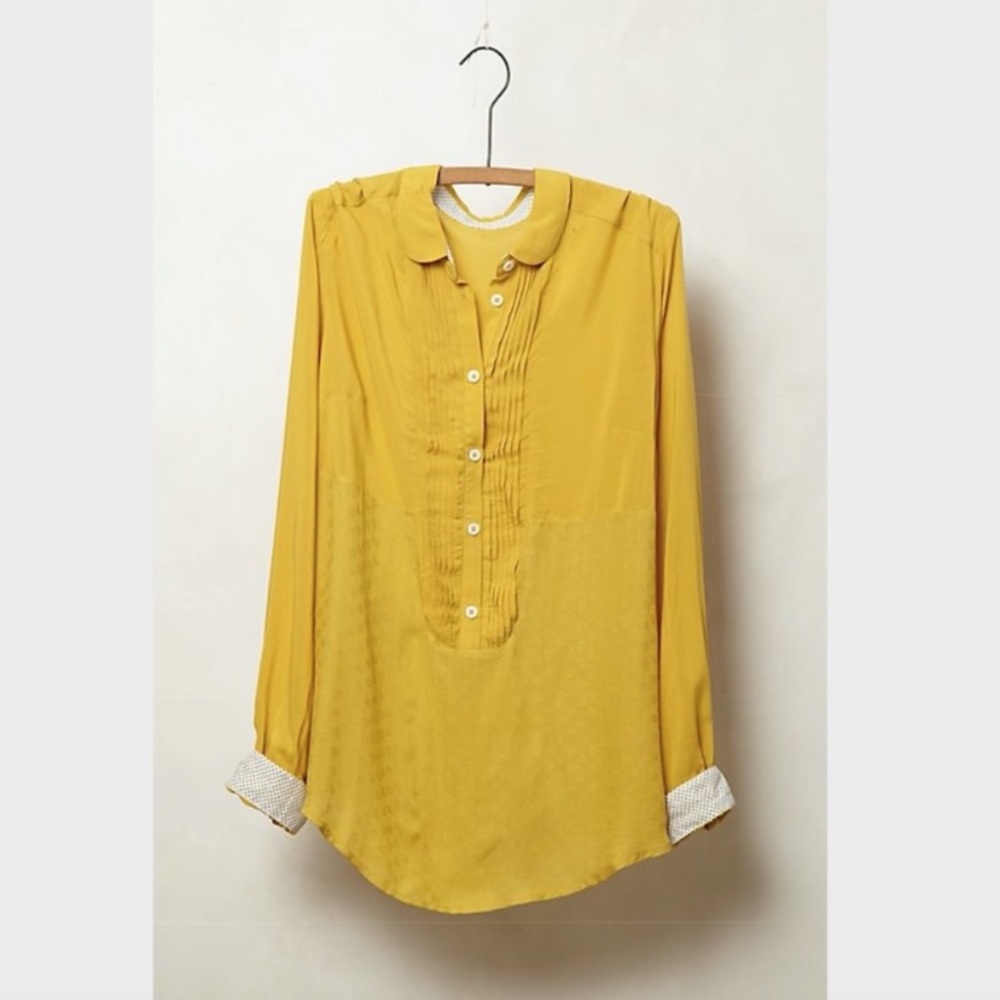 Anthropologie Maeve Anni Gold Popover Top